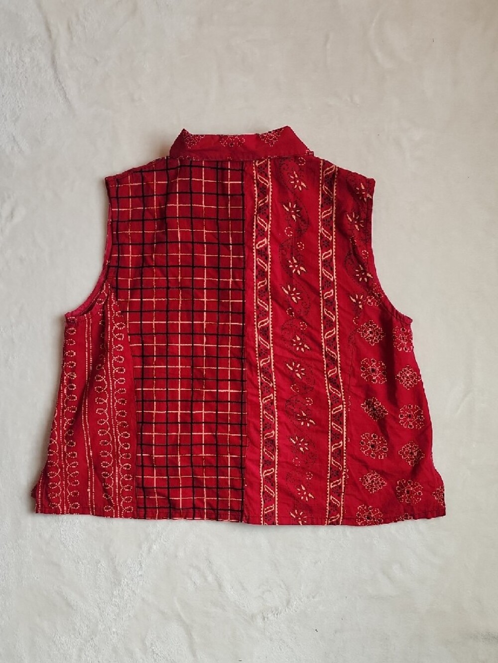 Sacred Threads Red Patchwork Button-Front Top - Picture 3 of 7
